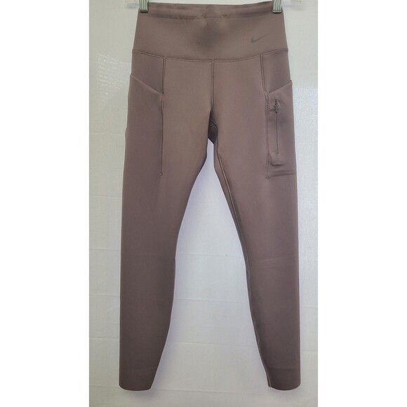 Nike Dri Fit GO Womens Small High Waist Biker Running Yoga Shorts Purple Pants - Picture 1 of 5